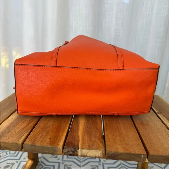 Tory Burch Perry Triple Compartment Tote Bag Canyon Orange Pebbled Leather Tote - Picture 7 of 15